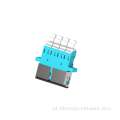 Adaptador de fibra óptica LC Quad com flange com obturador de metal